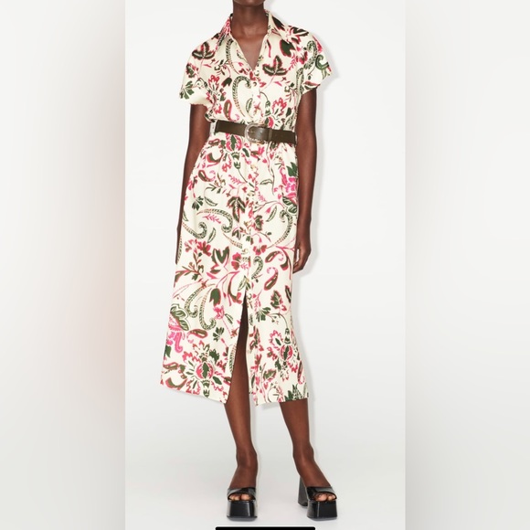 ZARA BELTED PRINTED SHIRT DRESS - Picture 4 of 11